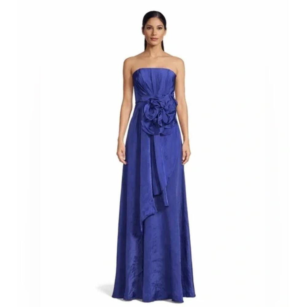 Muse by Marchesa Bluebell Rosette Organza Strapless Gown Formal Blue US 2 NWT